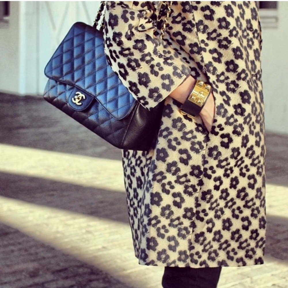 Ann Taylor 3/4 Sleeve Gold and Black Floral Print Jacket Size Large